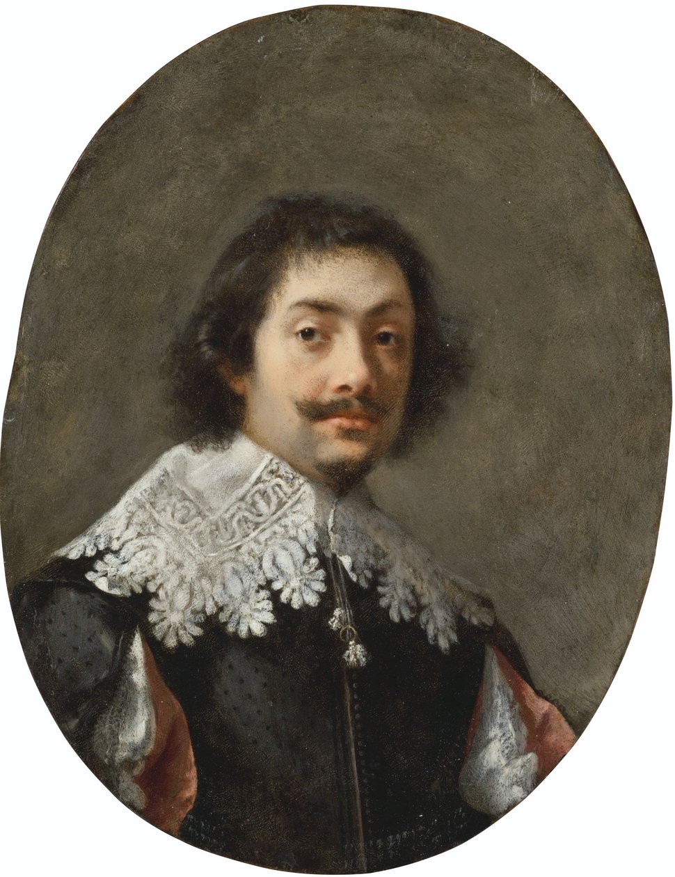 Porträt eines Mannes, Brustbild, in einem Wams mit geschlitzten Ärmeln und einer Spitzenbinde von Gonzales Coques