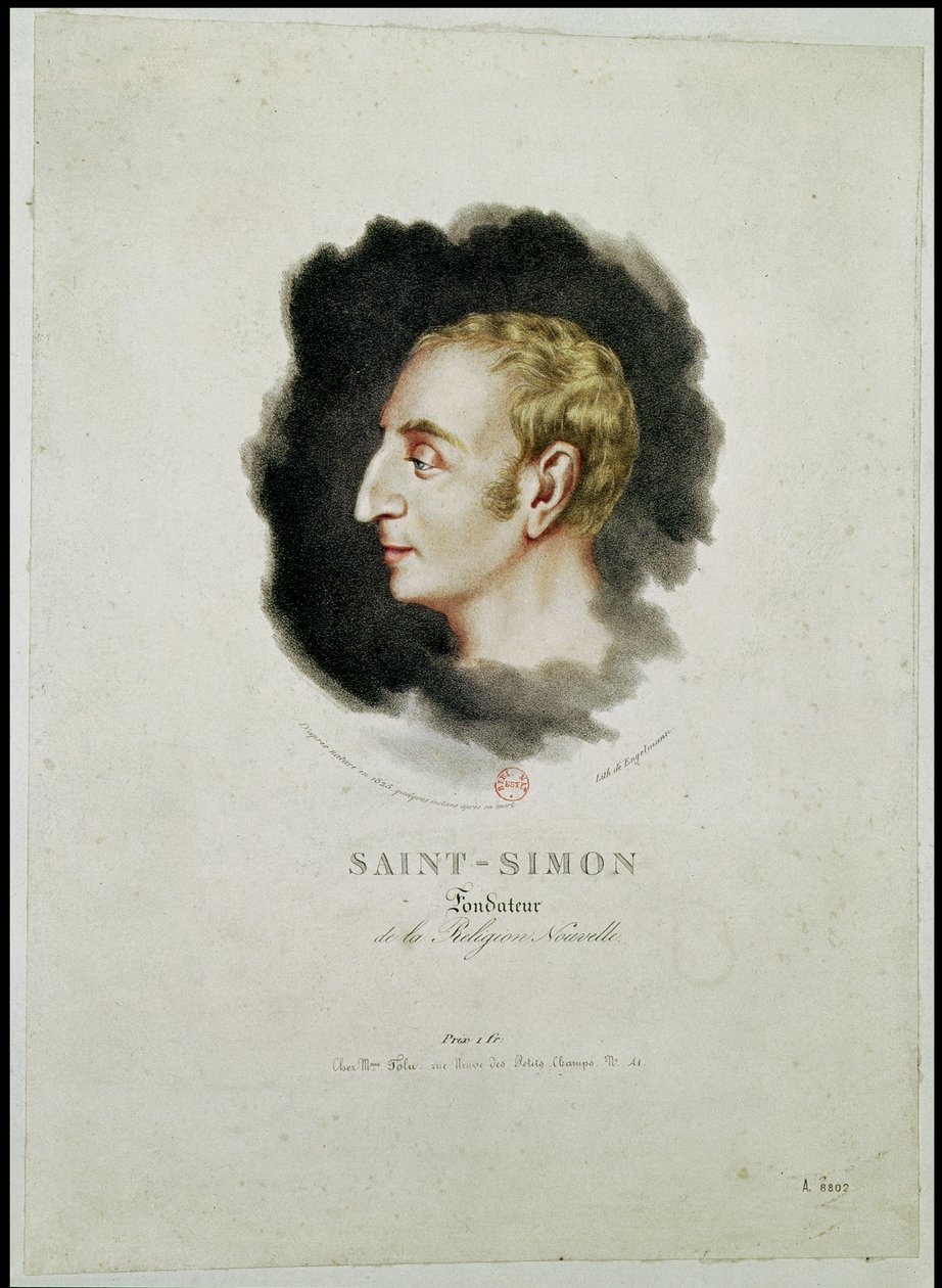 Porträt von Claude Henri de Rouvroy, Graf Saint-Simon (1760-1825), kurz nach seinem Tod, 1825 von Gottfried or Godefroy Engelmann