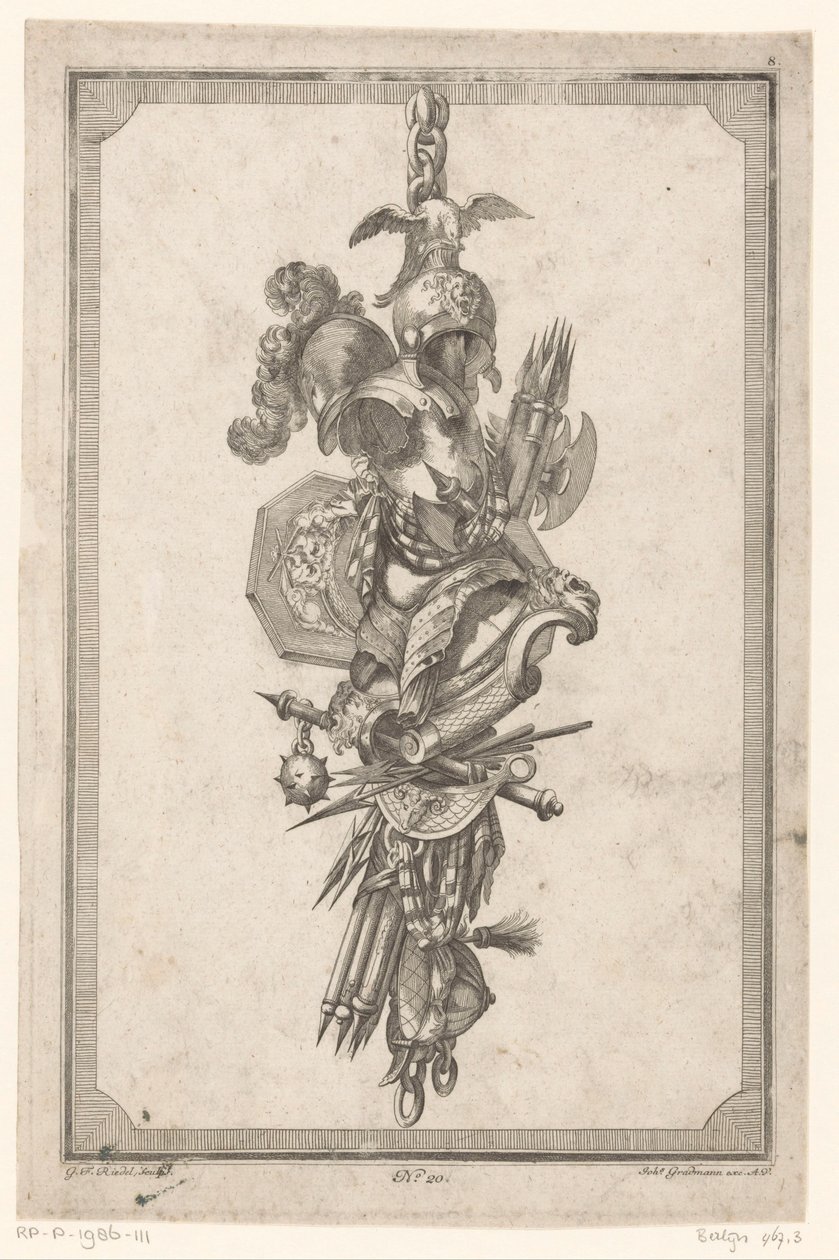 Trophäe mit Helmen und Rüstung von Gottlieb Friedrich Riedel