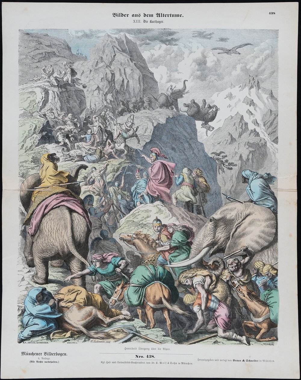 Hannibal überquert die Alpen aus Münchener Bilderbogen von Gottlob Heinrich Leutemann