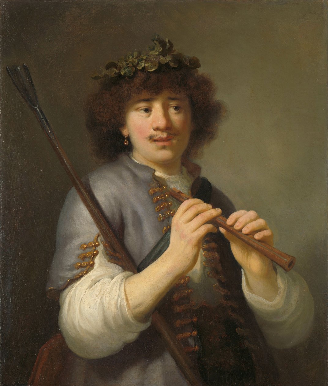 Rembrandt als Schäfer mit Stab und Flöte, 1636 von Govaert Flinck