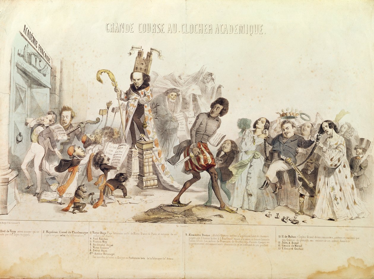 Der große akademische Wettbewerb, Karikatur der Académie Française von Grandville