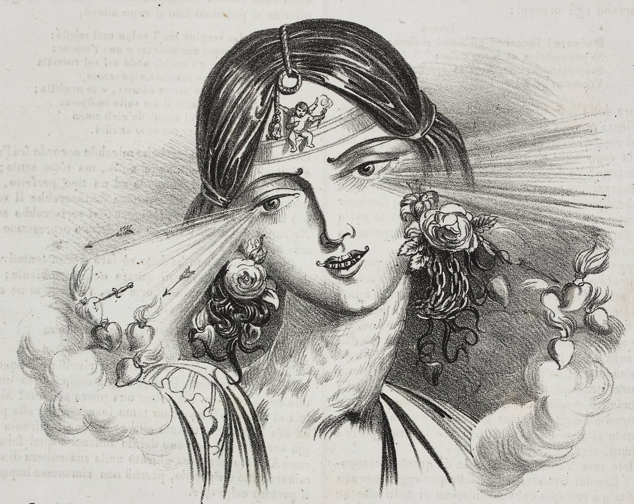 Weibliche Schönheit, Karikatur von Jean-Jacques Grandville, Lithographie von Gaetano Riccio aus Poliorama Pittoresco, Nr. 20, 24. Dezember von Grandville