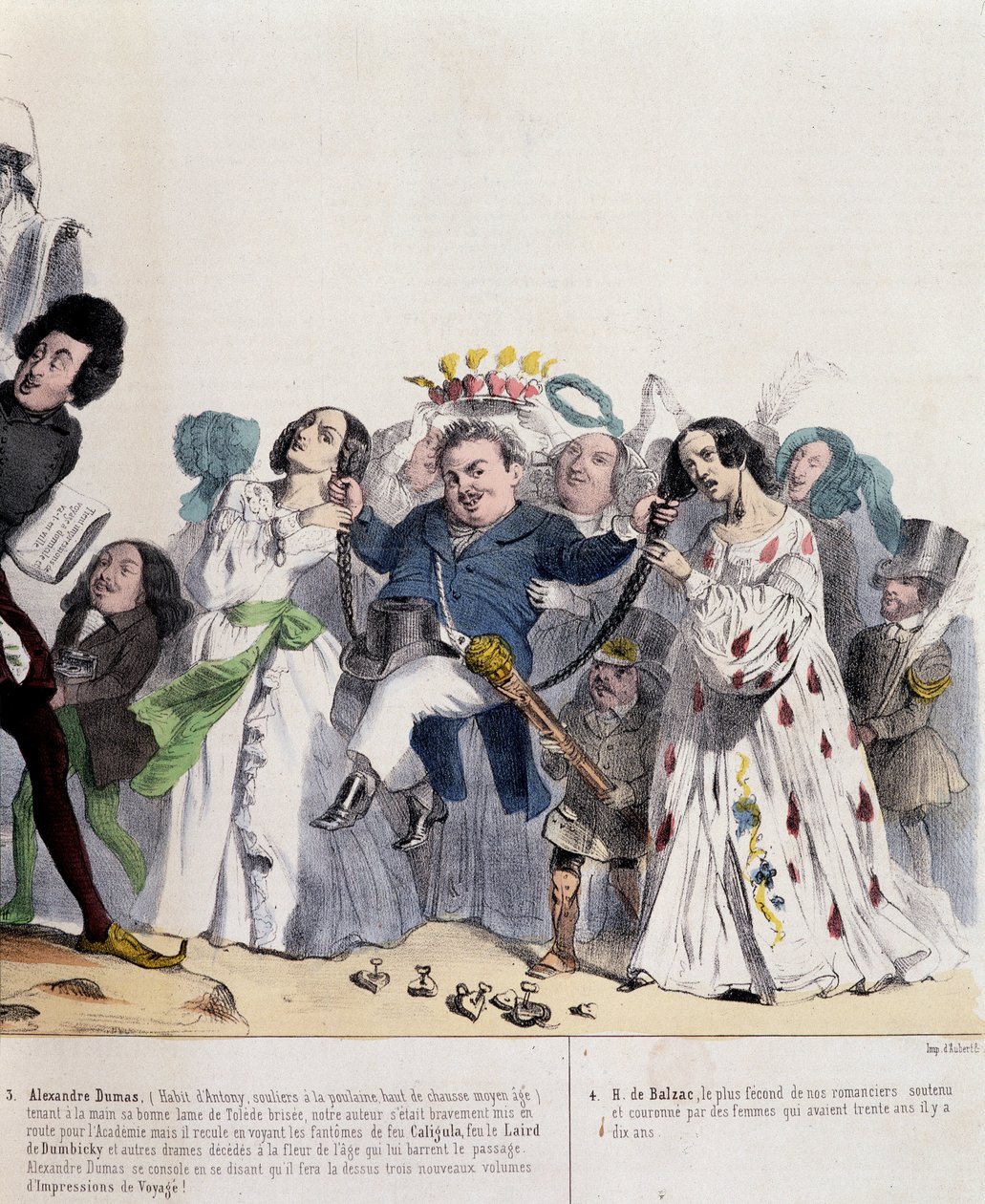 Karikatur von Alexandre Dumas Fils und Honoré de Balzac - von Grandville, in „Charivari“ vom 21.02.1844 von Grandville