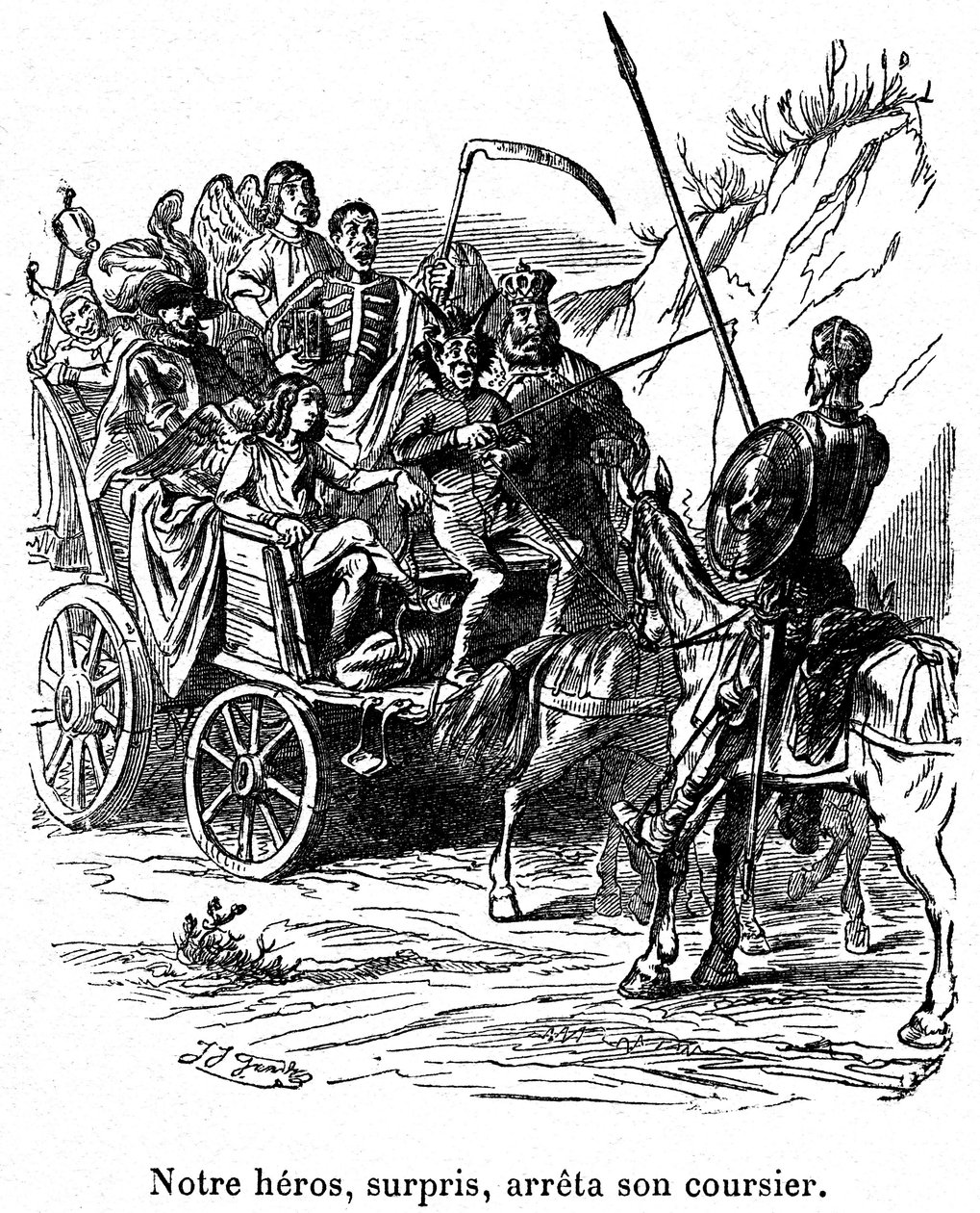 Illustration der Abenteuer von Don Quijote, geschrieben von Cervantes von Grandville (1803 47)