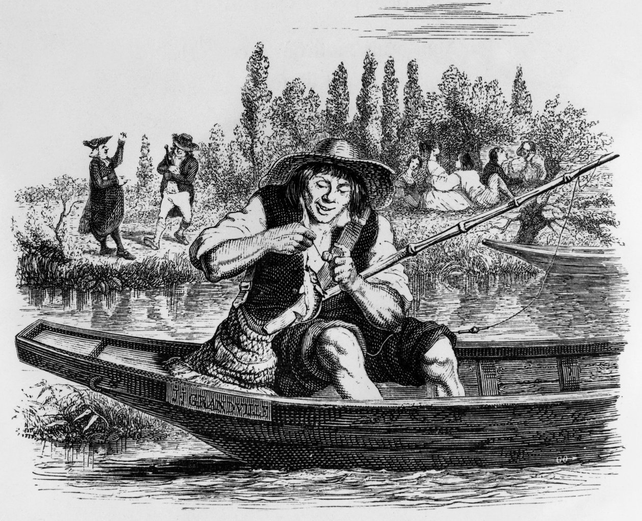 La Fontaines Fabel (von Jean de La Fontaine): Der kleine Fisch und der Fischer, Gravur von J.J. Grandville, ca. 1838-40 von Grandville (1803 47)