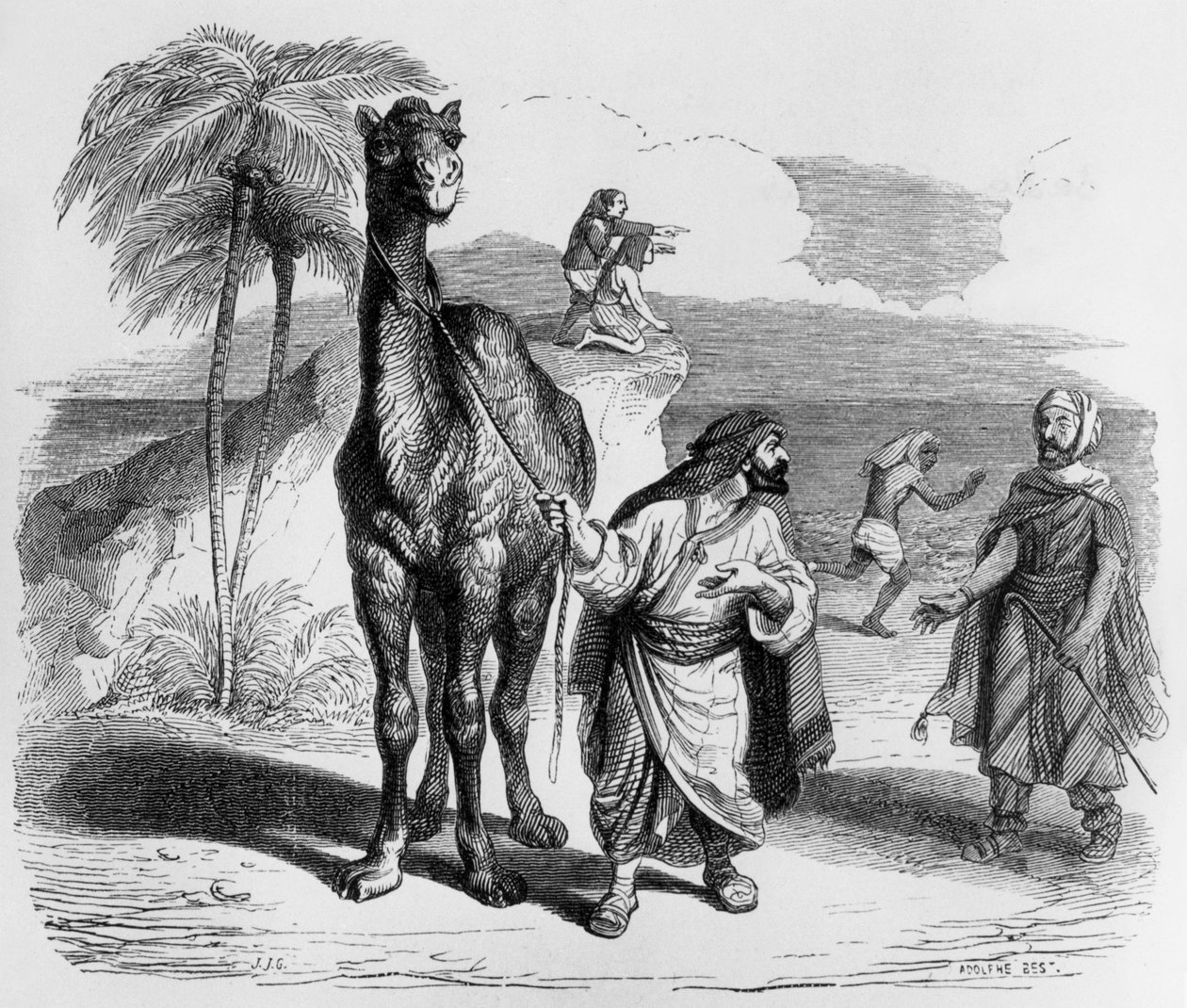 La Fontaines Fabel (von Jean de La Fontaine): das Kamel und die schwimmenden Stöcke, Stich von J.J. Grandville, ca. 1838-40 von Grandville (1803 47)