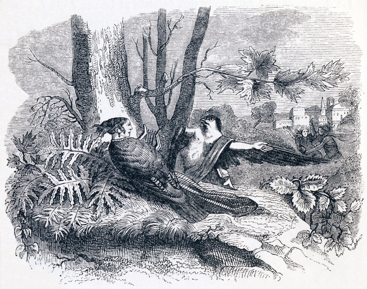Philomele & Progne - Fabeln von La Fontaine von Grandville