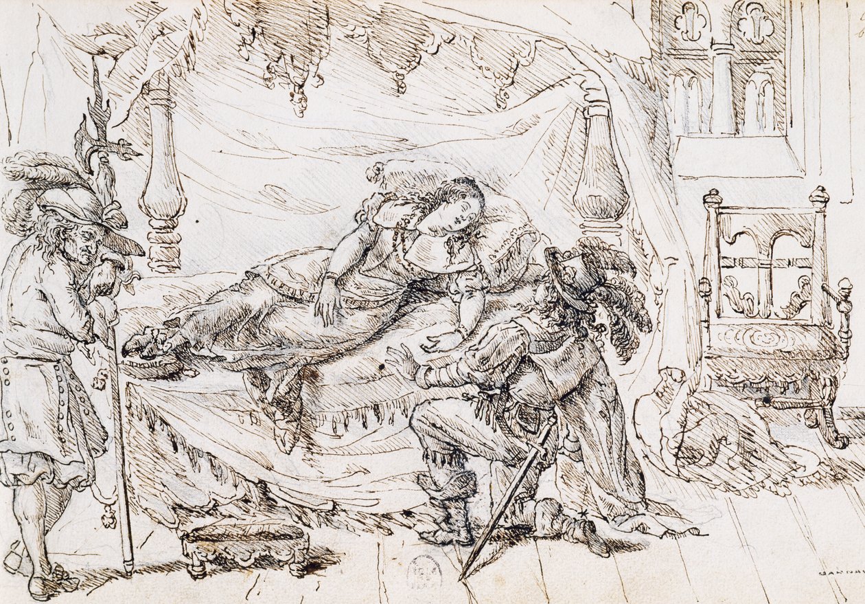 Dornröschen, Illustration für Märchen von Charles Perrault von Grandville
