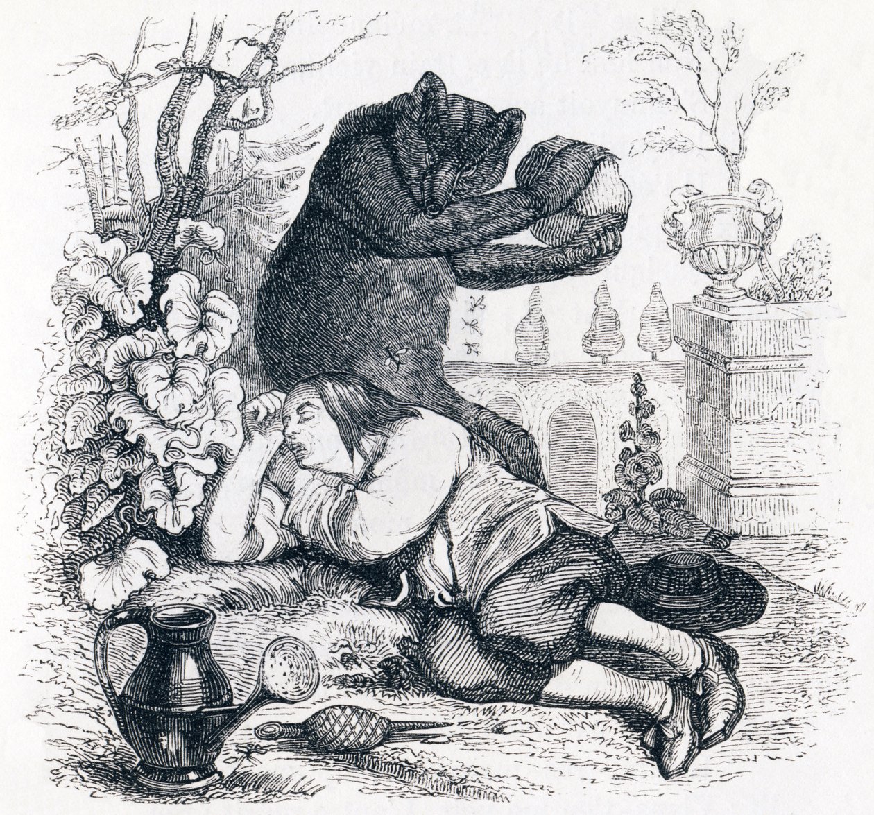Der Bär und der Gartenliebhaber - Fabeln von La Fontaine von Grandville