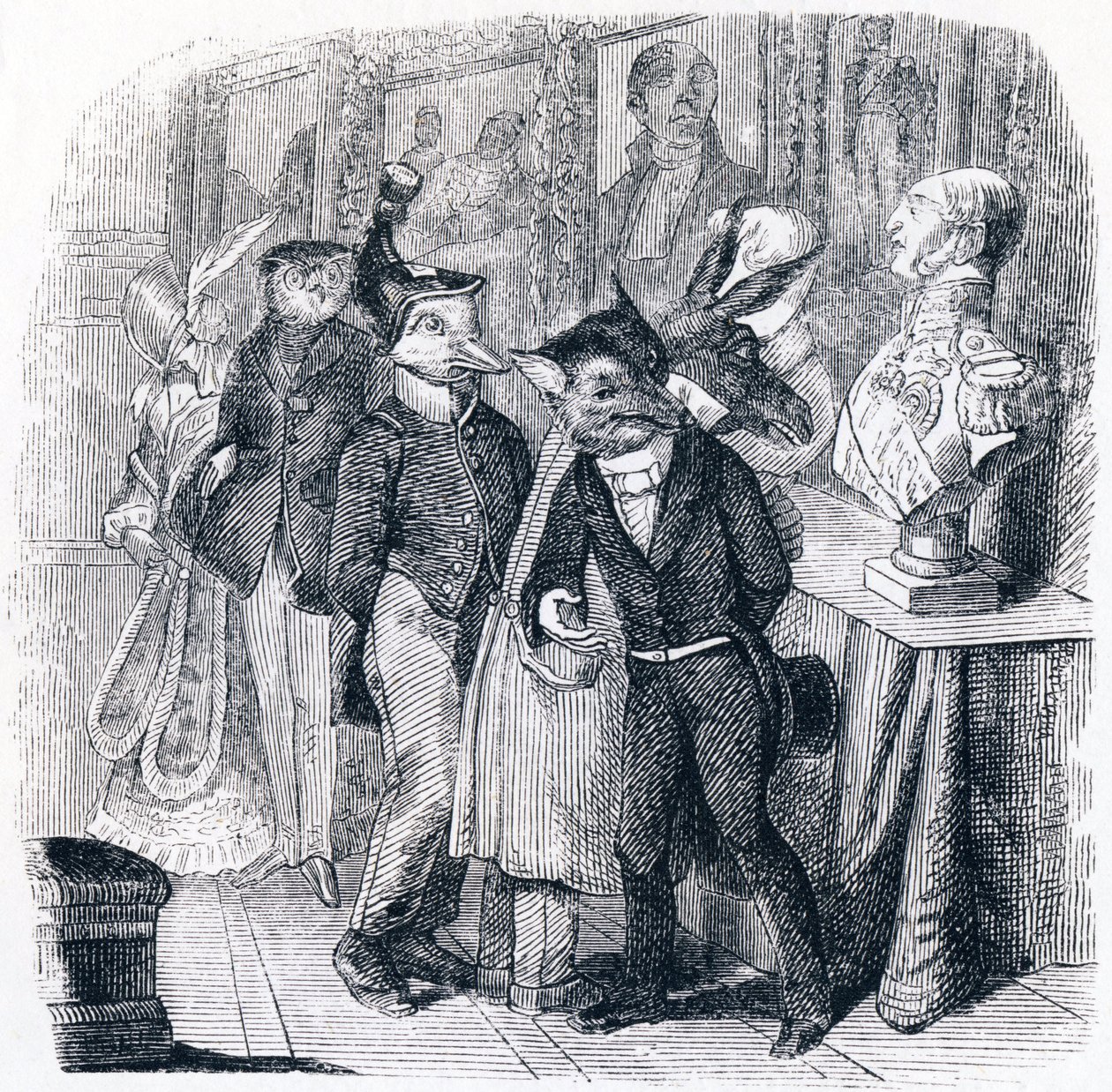 Der Fuchs und die Büste - Fabeln von La Fontaine von Grandville