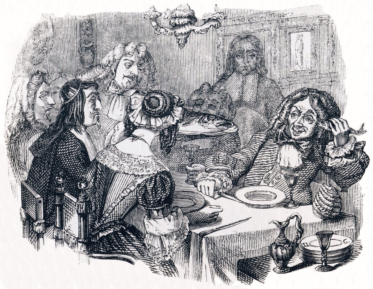 Der Lachende und die Fische - Fabeln von La Fontaine von Grandville