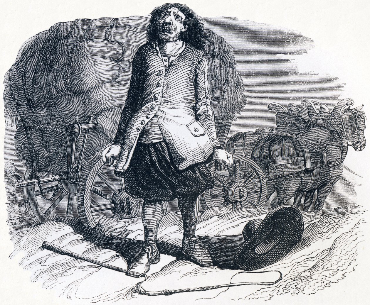 Der festgefahrene Fuhrmann - Fabeln von La Fontaine von Grandville