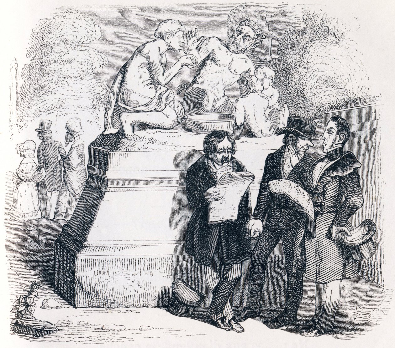 Der Satyr und der Wanderer - Fabeln von La Fontaine von Grandville