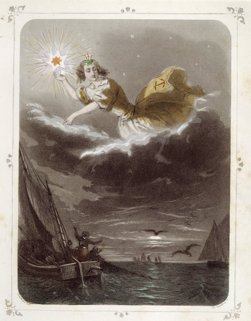 Die Sterne: Frau, die "Der Stern des Seemanns" darstellt - von Grandville von Grandville