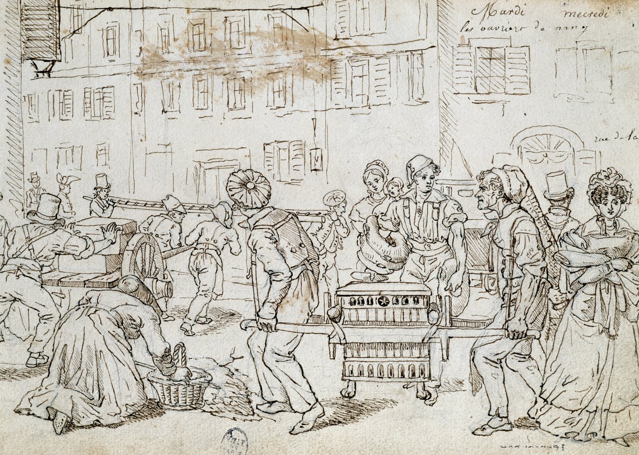 Arbeiter von Nancy, Zeichnung von Jean-Jacques Grandville von Grandville