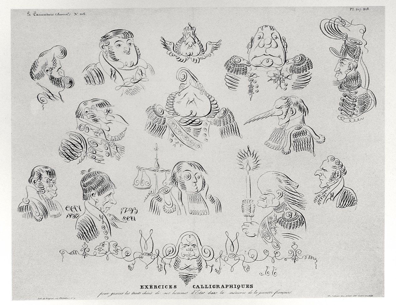 Kalligraphische Übungen, 1832 von Grandville