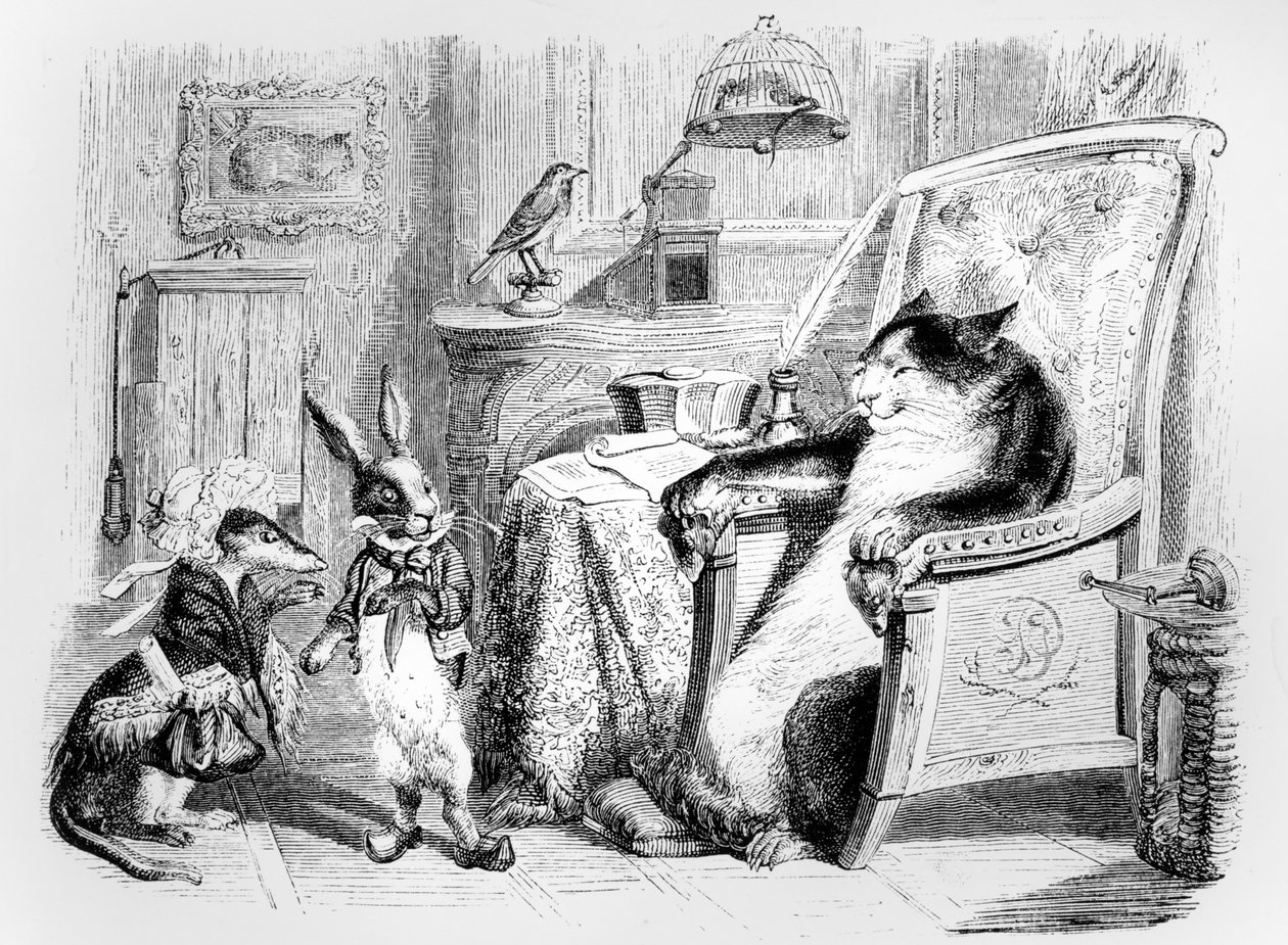 Die Katze, das Wiesel und das kleine Kaninchen, Illustration für 