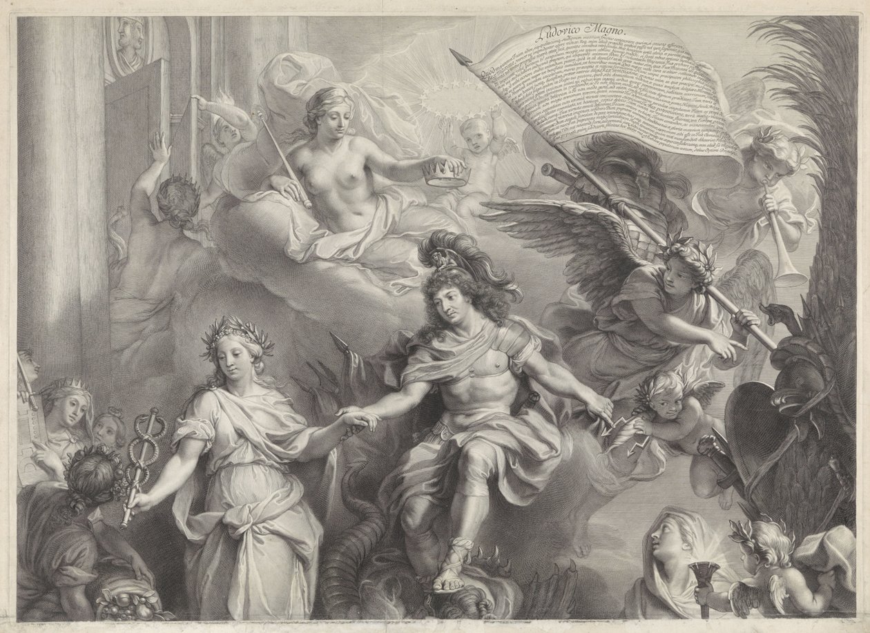 Allegorie auf die Macht von Ludwig XIV. von Gérard Edelinck