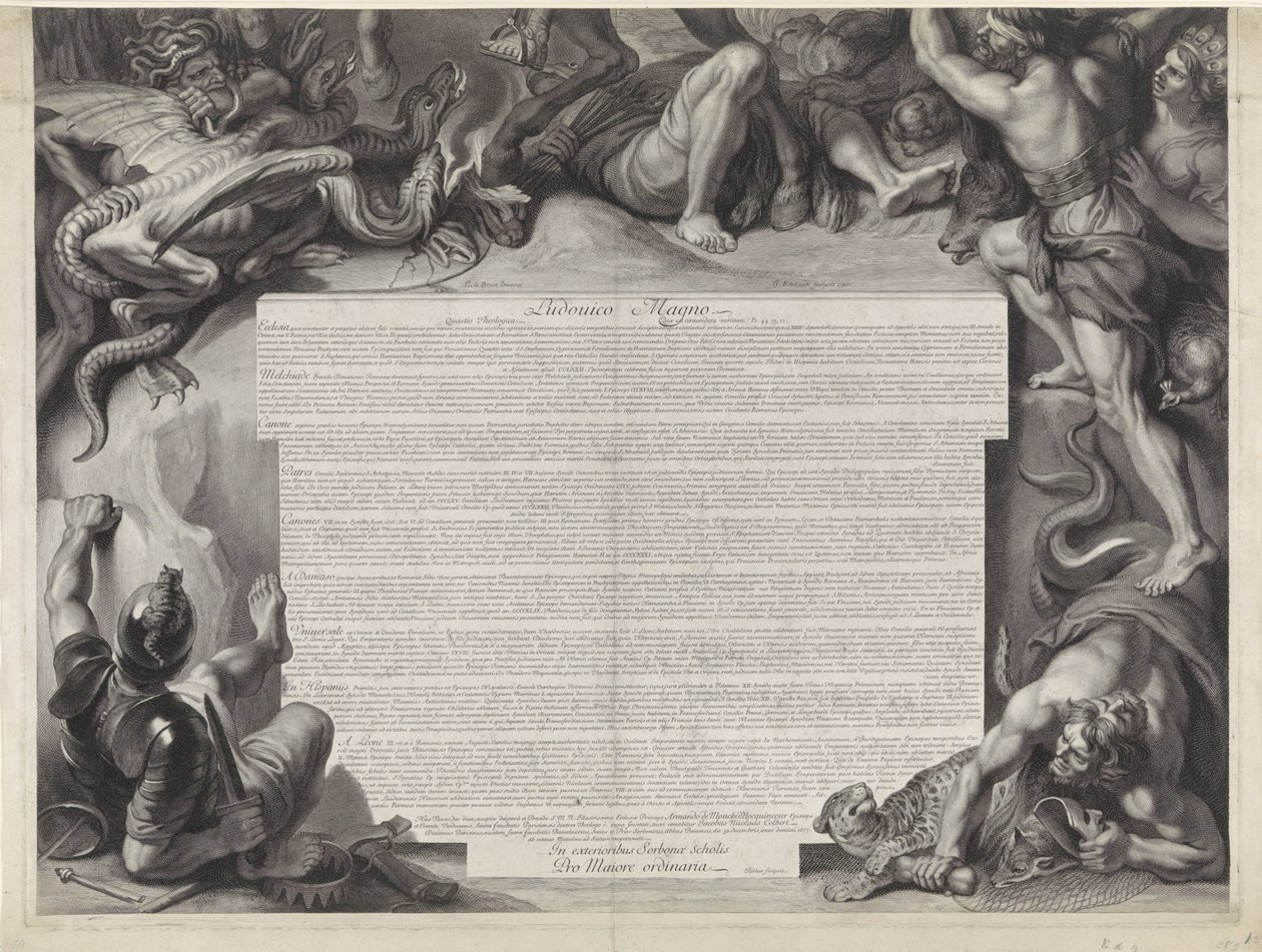 Allegorisches Reiterporträt von Ludwig XIV., König von Frankreich von Gérard Edelinck