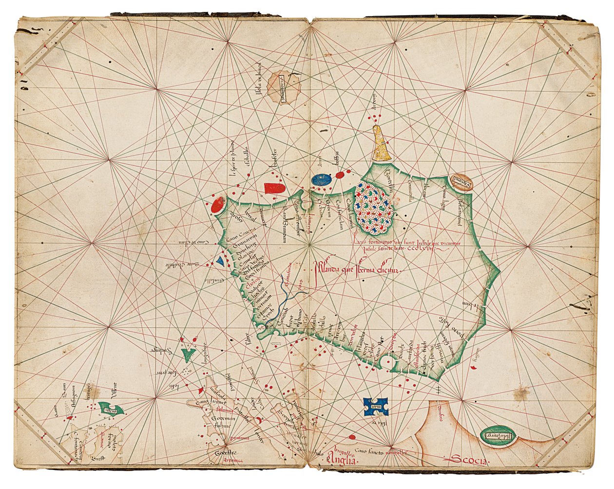 Die früheste bekannte separate Karte der Insel Irland, Portolan-Atlas von Grazioso Benincasa