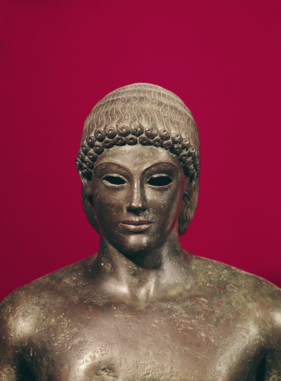 Der Apollo von Piombino, Kopf der Statue, gefunden in Benevento, griechisch, ca. 480 v. Chr. von Greek