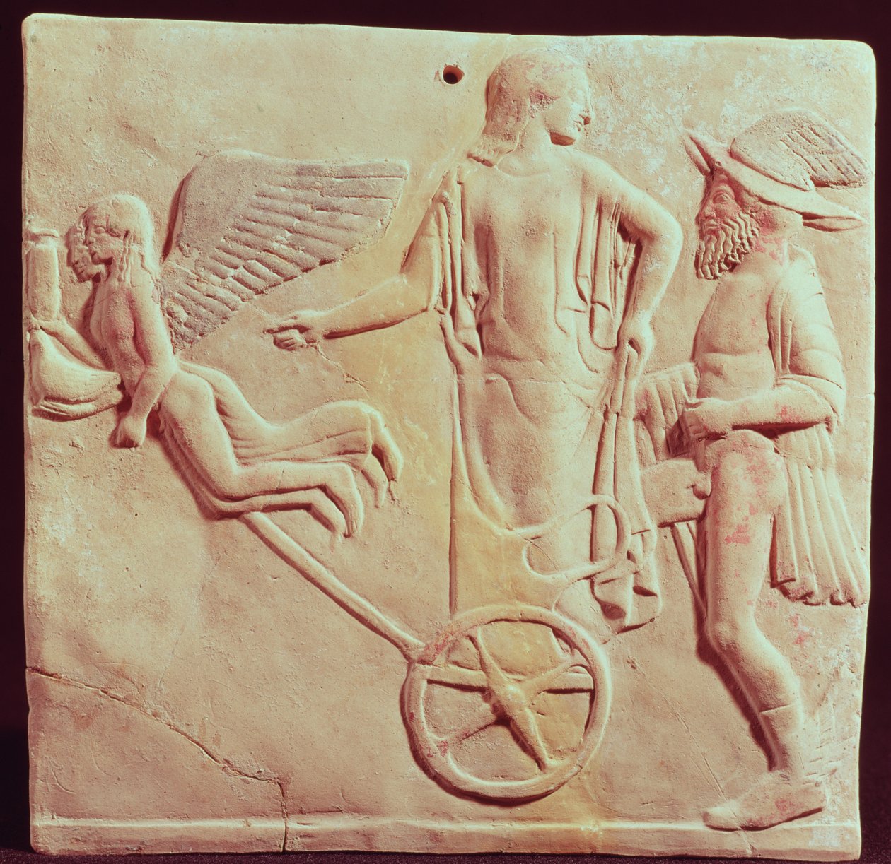 Aphrodite und Hermes auf einem von Eros und Psyche gezogenen Wagen, 470 v. Chr. von Greek