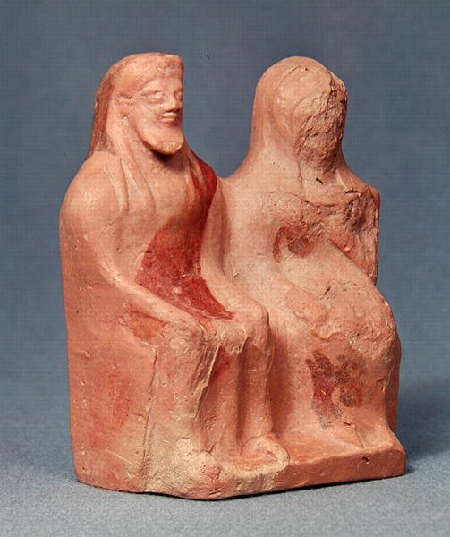 Zwei thronende Figuren, spätes 6. Jahrhundert v. Chr. (Keramik) von Greek