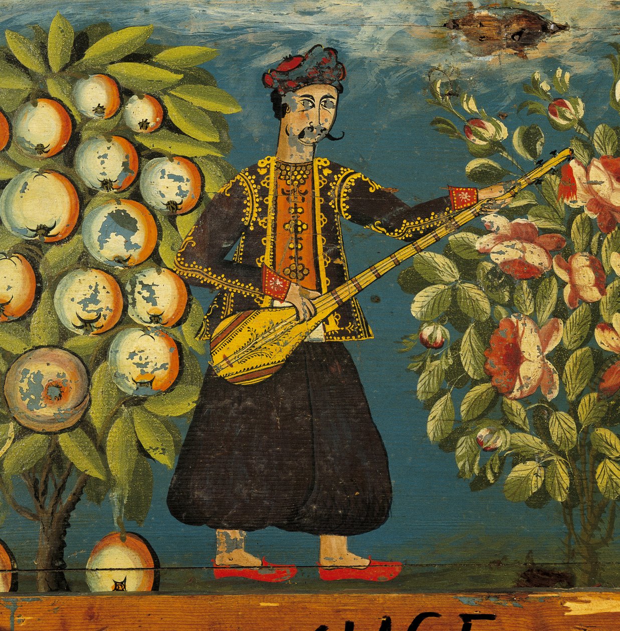 Detail eines Musikers von einer Truhe aus Mytilini von Greek School
