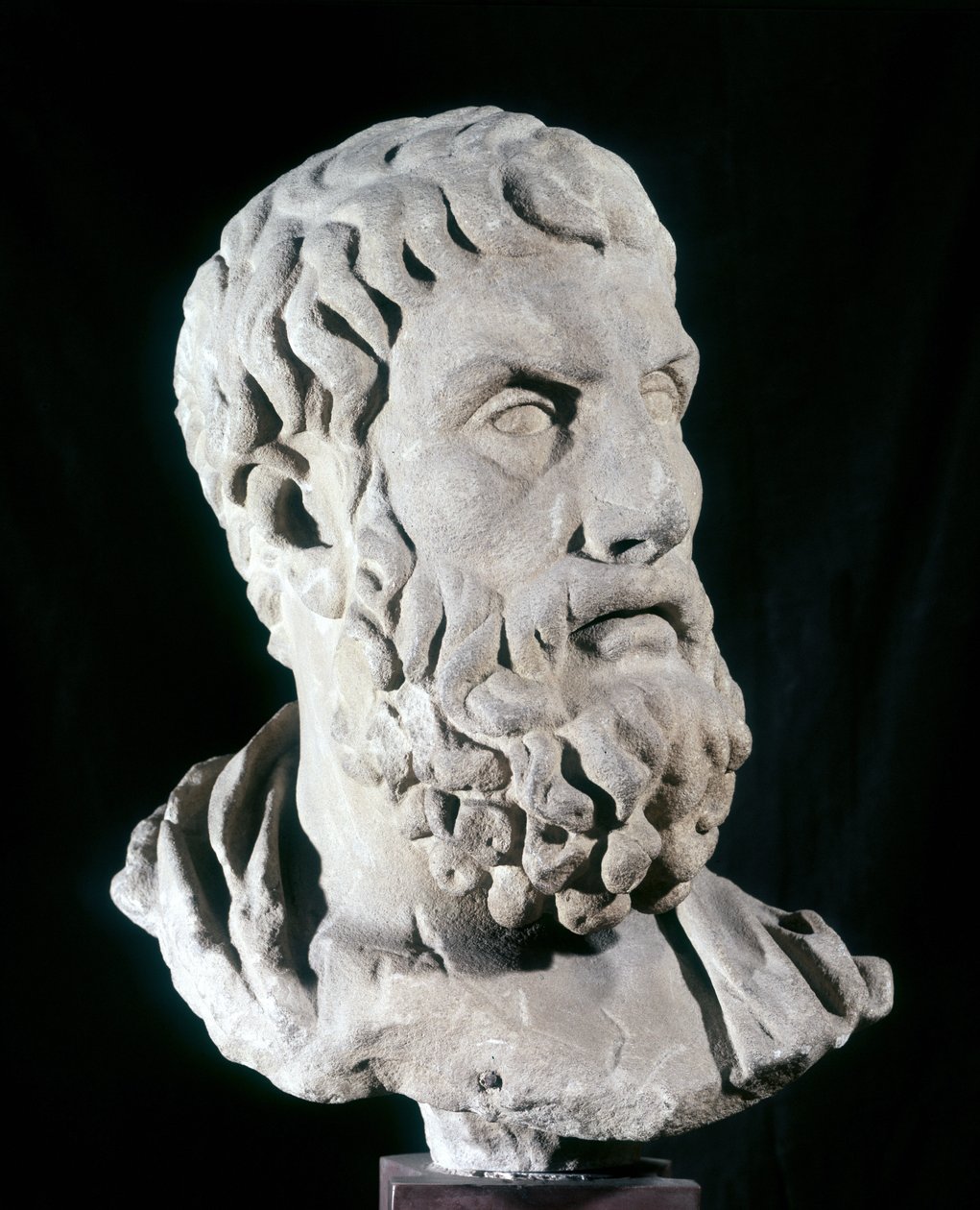 Porträt von Epikur (341 v. Chr. - 270 v. Chr.), griechischer Philosoph, Begründer des Epikureismus. Baracco Museum, Rom von Greek or Roman
