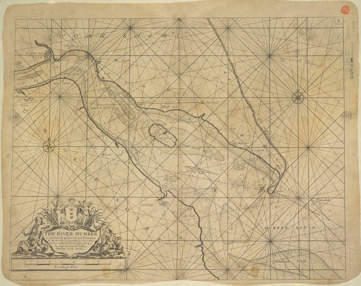 Gedruckte Karte der Mündung des Flusses Humber von Greenvile Collins