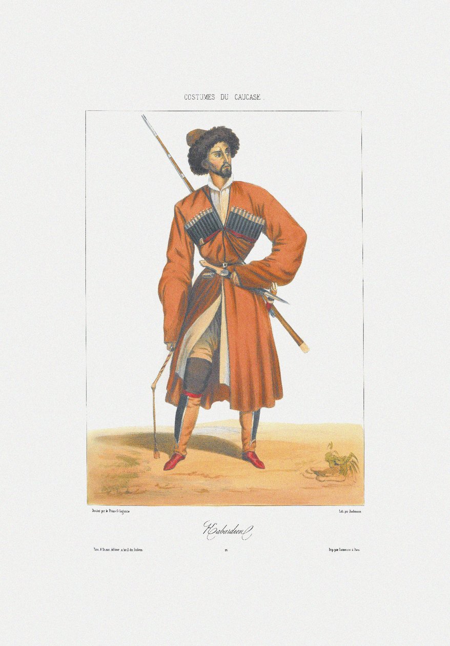 Ein Kabardiner aus: Szenen, Landschaften, Sitten und Kostüme des Kaukasus, 1840 von Grigori Grigorevich Gagarin
