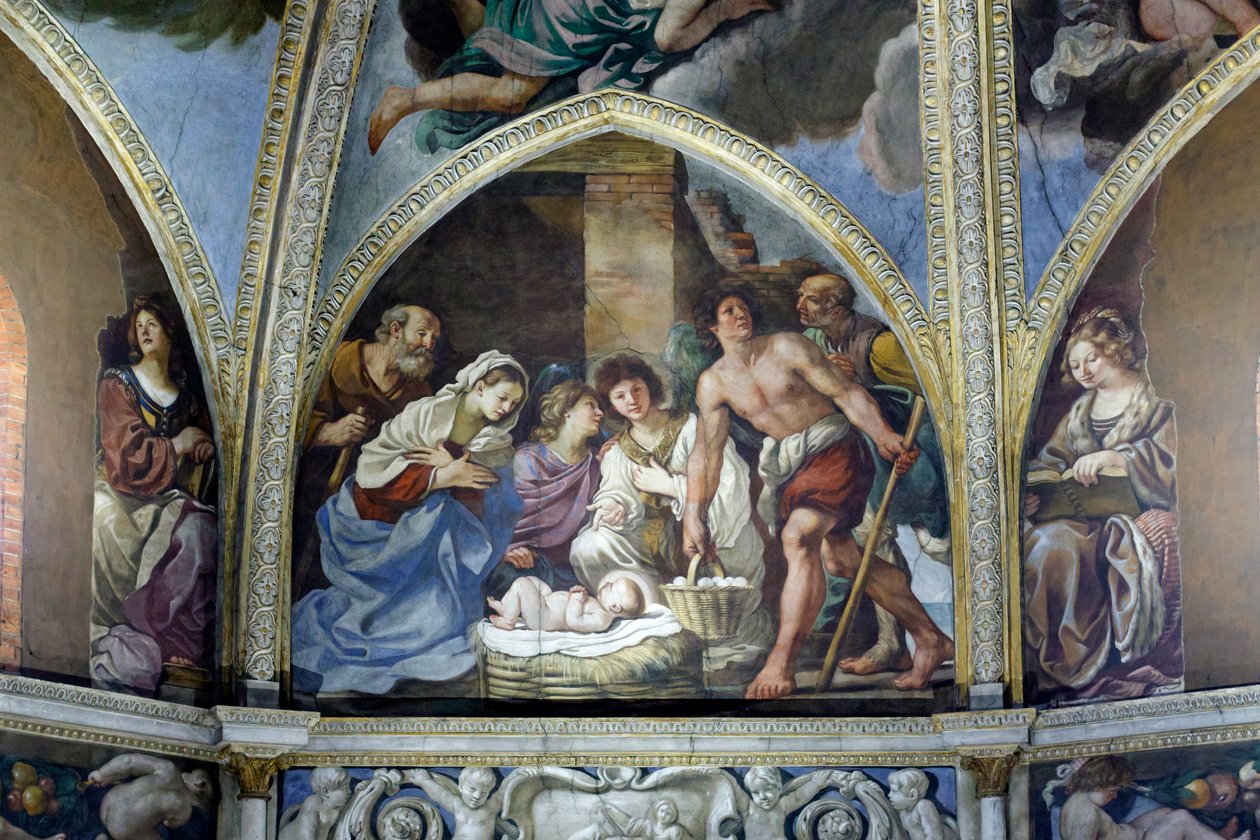 Fresko, das die Anbetung der Hirten darstellt von Guercino (1591 1666)