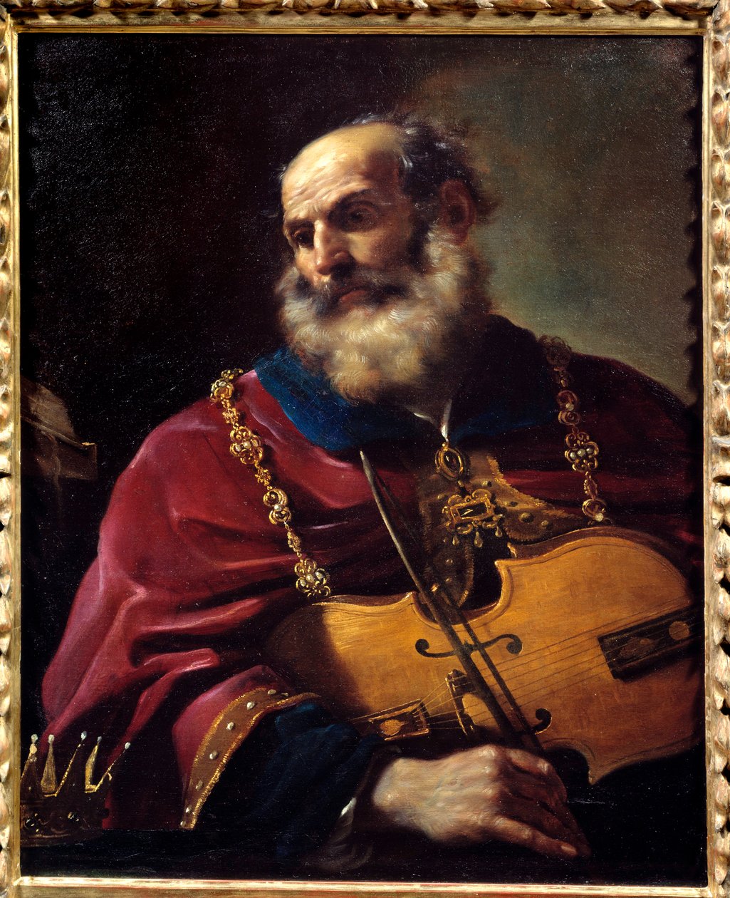 König David (spielt die Geige) von Guercino
