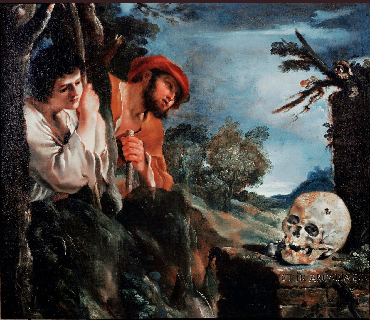 Die Hirten von Arkadien, Männer um ein Grab auf der griechischen Insel Peloponnes (Vanitas) von Guercino
