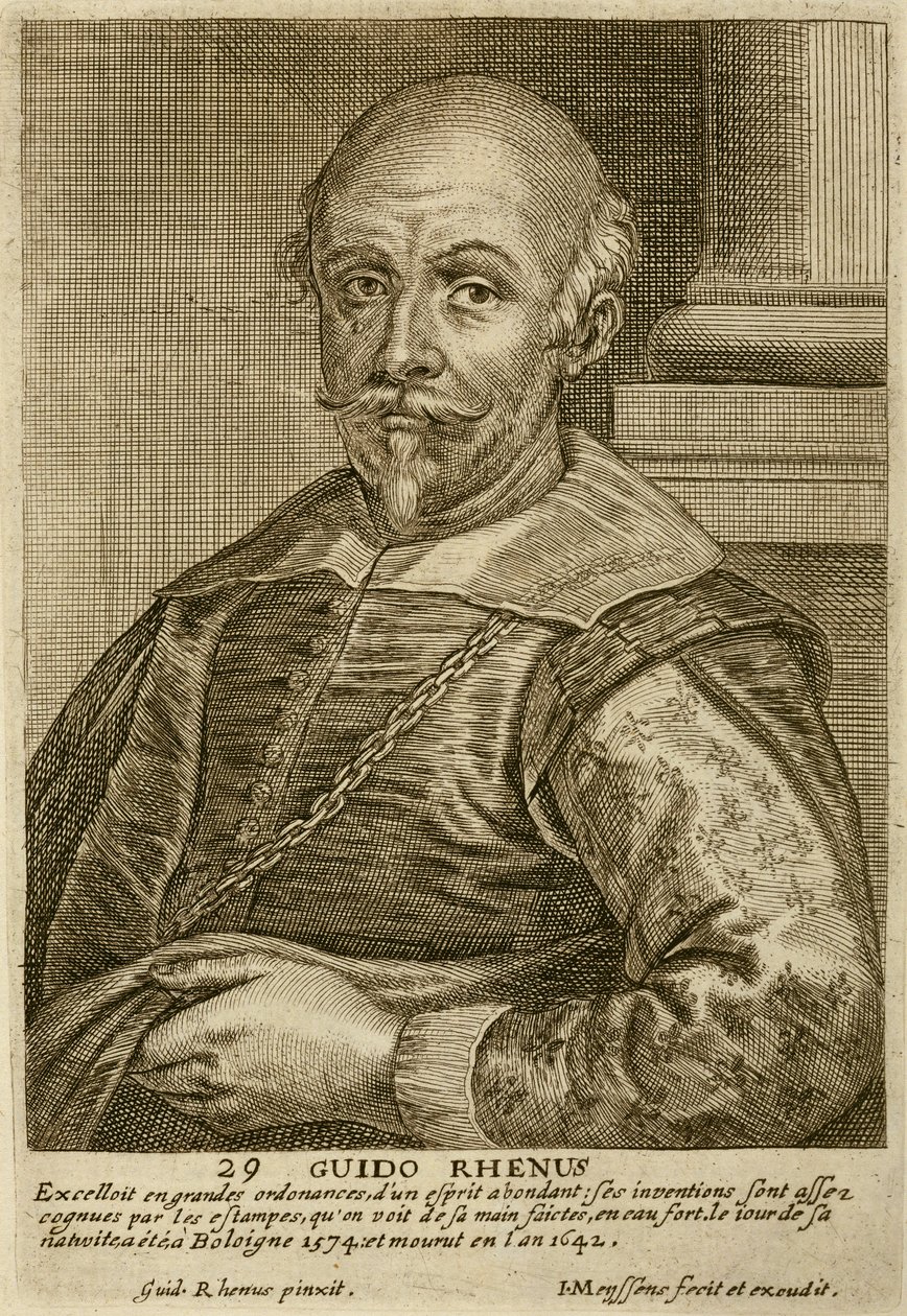 Selbstporträt, Platte 29 aus einer Serie von Künstlerporträts, graviert von Joannes Meyssens von Guido Reni