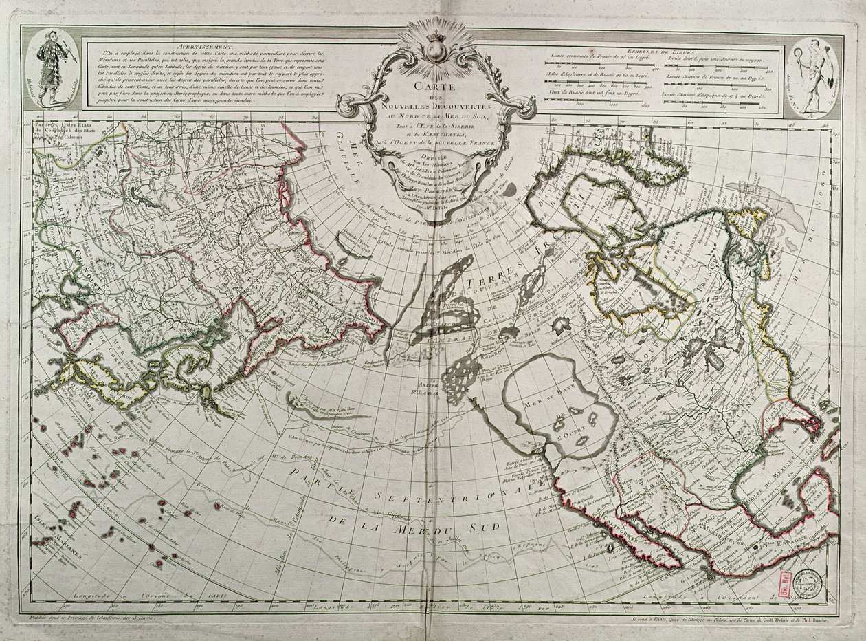 Karte der neuen Entdeckungen nördlich der Südsee, 1750 von Guillaume Delisle