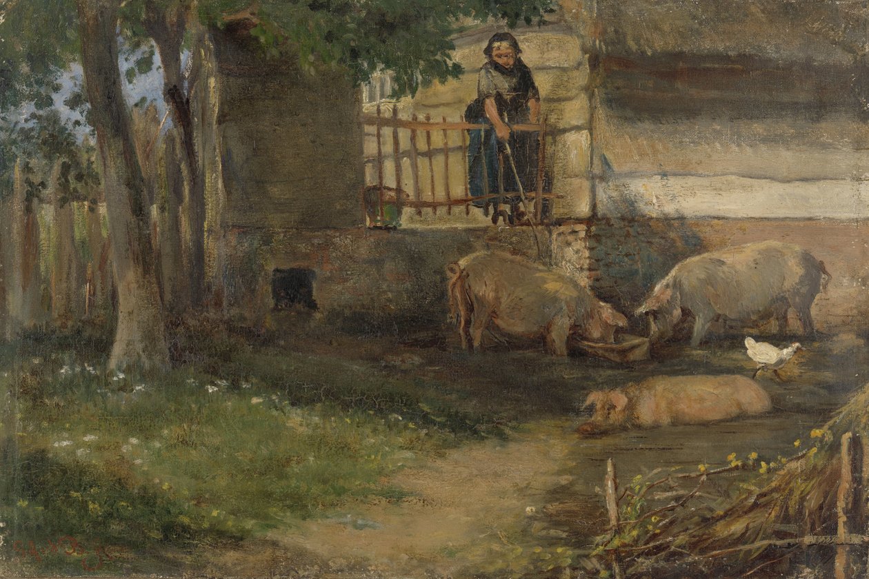 Schweine im Hof von Guillaume Anne van der Brugghen