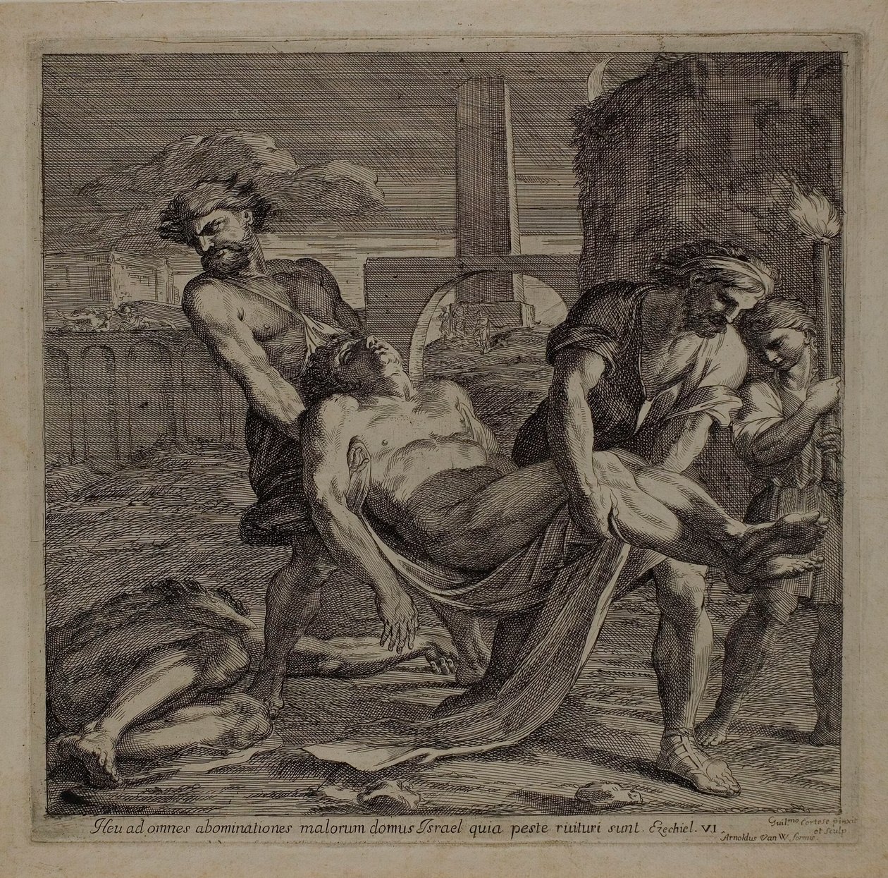 Die Heiligen Abdon und Sennen begraben die Überreste christlicher Märtyrer von Guillaume Courtois