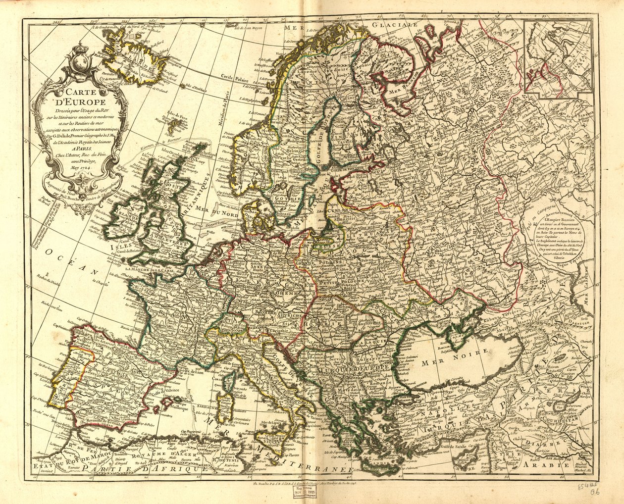 Karte von Europa von Guillaume Delisle