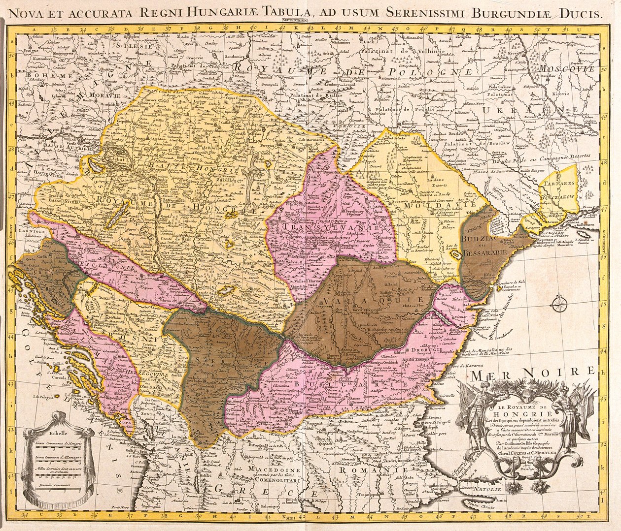 Großer Teil Kroatiens (außer Norden), Bosnien und Herzegowina, Serbien und Montenegro, großer Teil Bulgariens (außer Süden), Süd-Ukraine, Moldawien, Rumänien, Süd-Slowakei, Ungarn von Guillaume Delisle