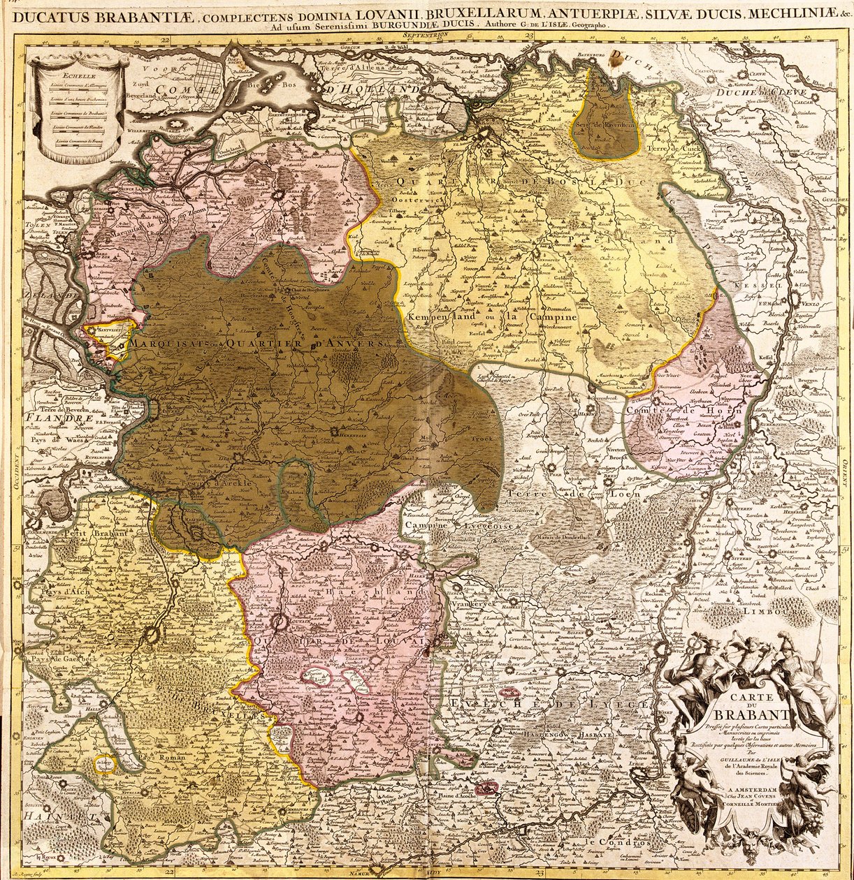 Karte von Brabant (Belgien und die Niederlande) (Radierung) von Guillaume Delisle