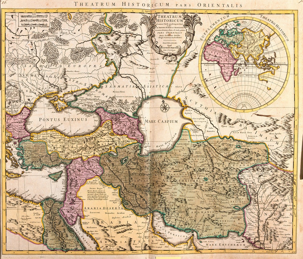 Karte der Nachbarländer des Kaspischen Meeres (Russland, Armenien, Persien, Kasachstan, Turkmenistan) von Guillaume Delisle