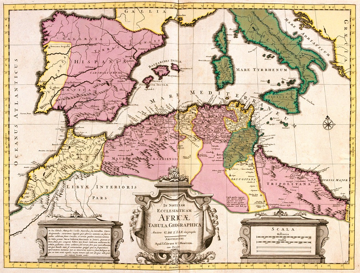 Marokko, Nordalgerien, Tunesien, Nordwestlibyen, Spanien, Portugal, Italien (außer Norden) von Guillaume Delisle
