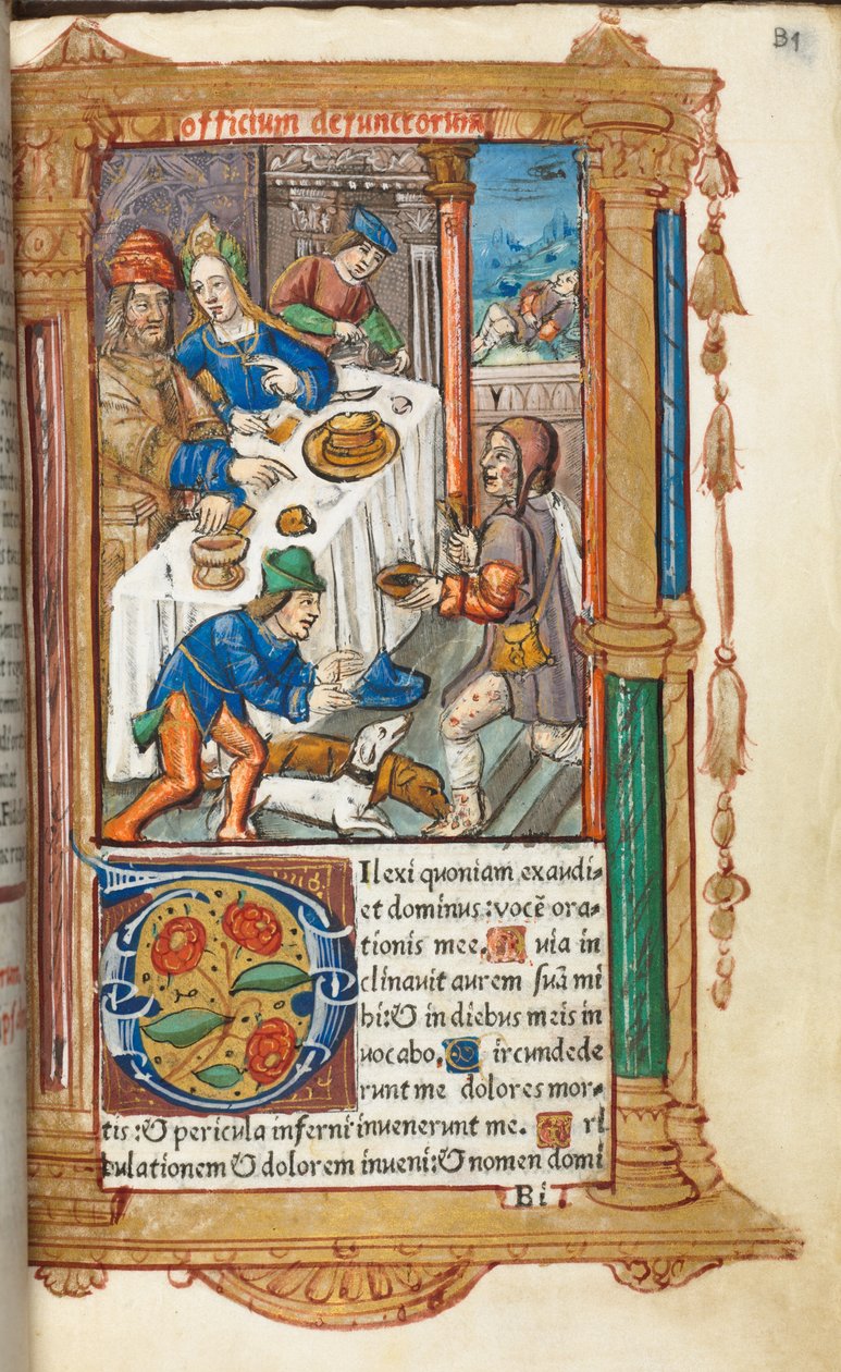 Gedrucktes Stundenbuch (Gebrauch von Rom): fol. 73r, Lazarus von Guillaume Le Rouge