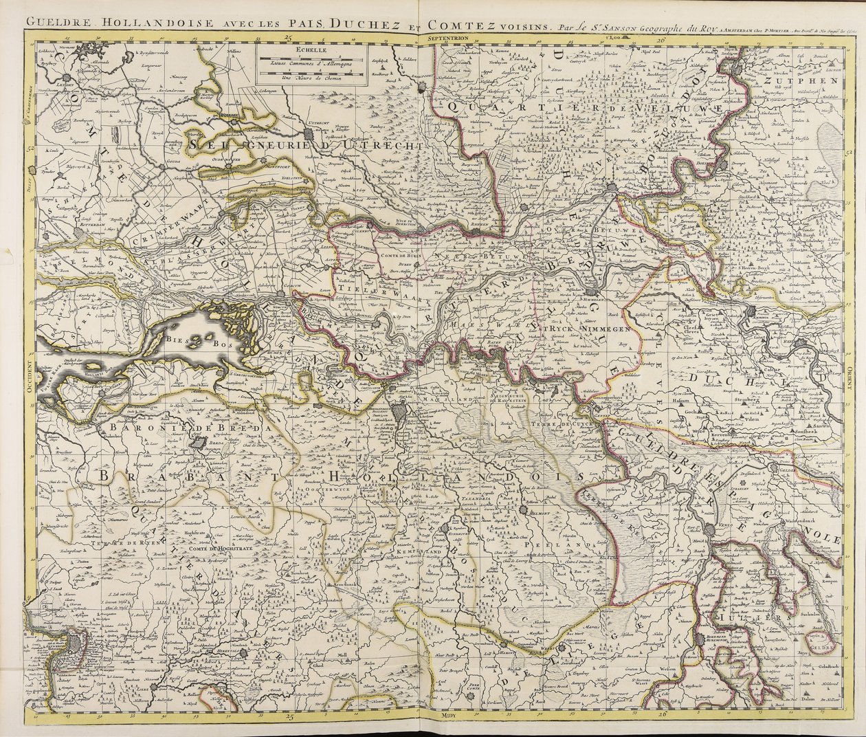 Gueldre hollandoise mit den benachbarten Ländern, Herzogtümern und Grafschaften von Guillaume Sanson