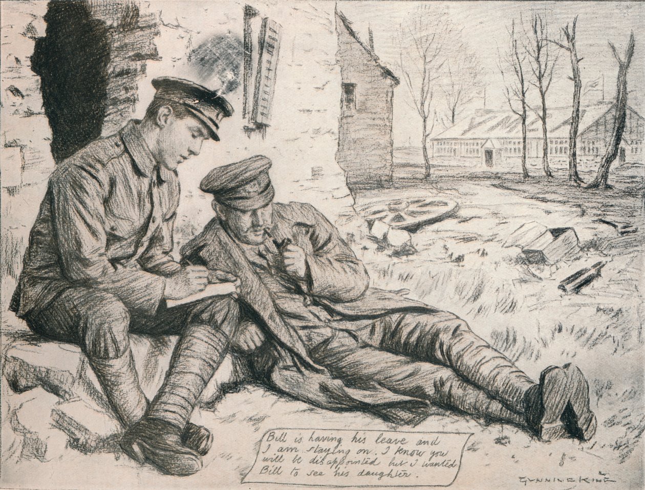 Der Brief nach Hause, ca. 1917, 1918 von Gunning King