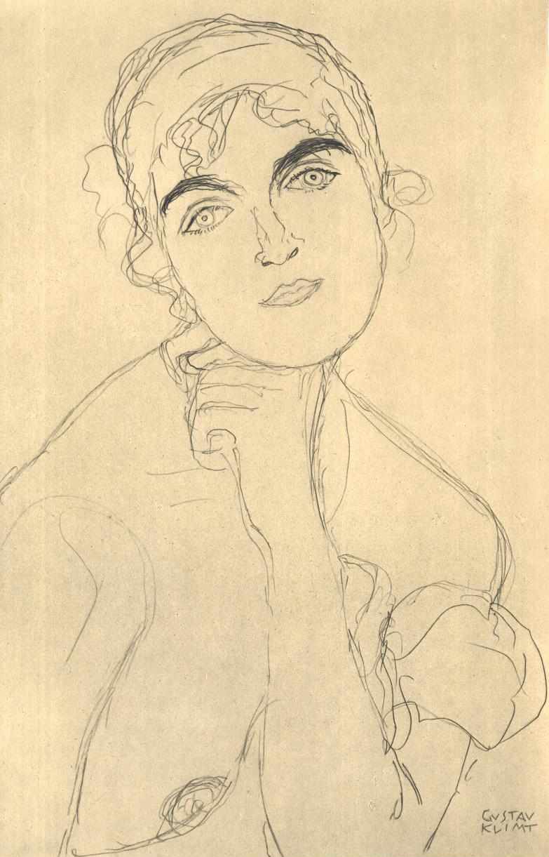 Brustbild von vorne von Gustav Klimt