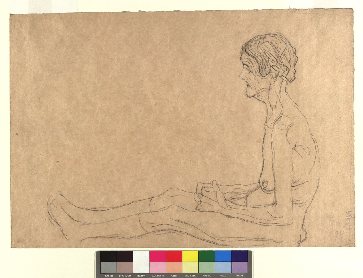 Aktstudie einer sitzenden alten Frau von Gustav Klimt