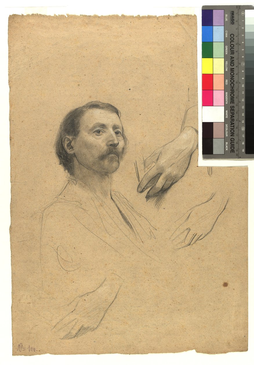 Kopf- und Handstudie zu einem Herrenporträt von Gustav Klimt